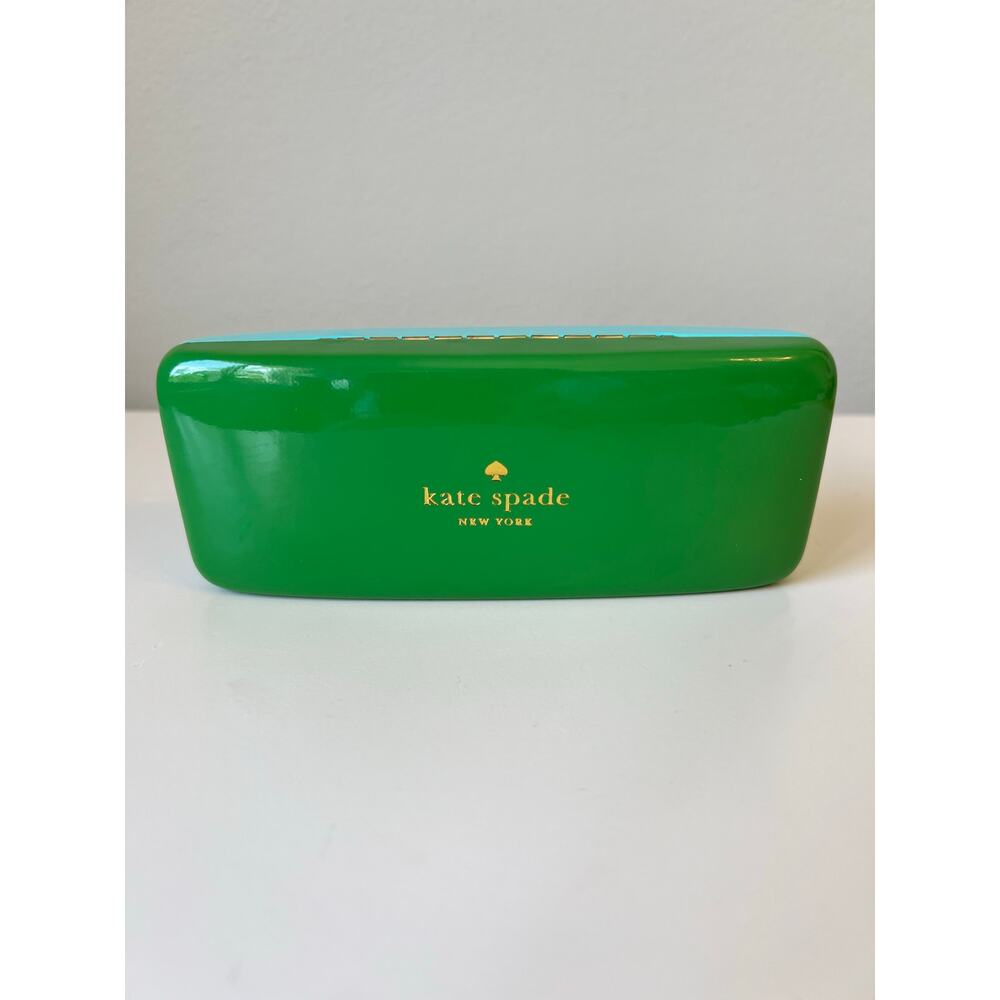 Kate Spade Eyeglasses Case Turquoise Green Hard Clam Shell with Cleaning Cloth